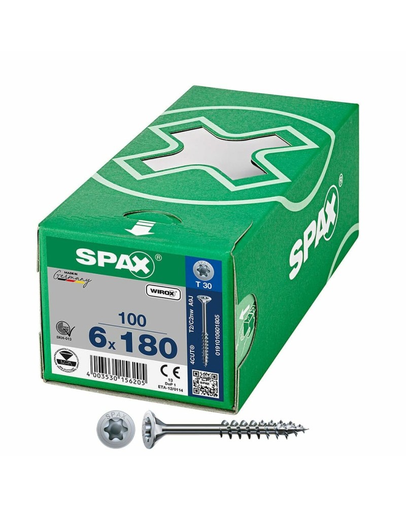 SPAX Wirox - Box of 100 Wood Screws Countersunk Head 6 x 180 mm T30
